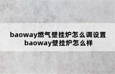 baoway燃气壁挂炉怎么调设置 baoway壁挂炉怎么样